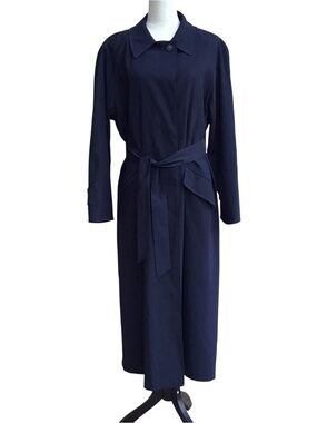 Saks Fifth Avenue Vintage Long Trench Coat in Blue